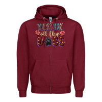 Burgundy rescue all the dogs Zipper Hoodie - Zillion Design Studio
