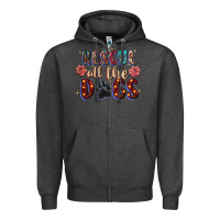 Charcoal Heather rescue all the dogs Zipper Hoodie - Zillion Design Studio