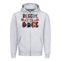 Heather Grey rescue all the dogs Zipper Hoodie - Zillion Design Studio