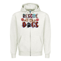 Oatmeal Heather rescue all the dogs Zipper Hoodie - Zillion Design Studio