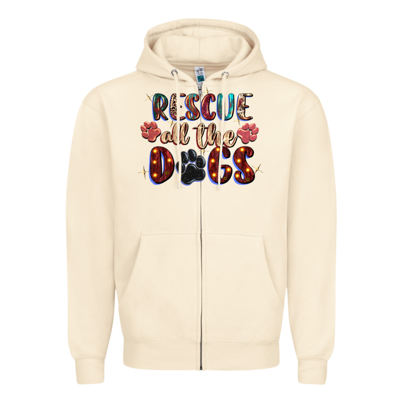 Rescue All The Dogs Zipper Hoodie by Zillion Design Studio | Teevron