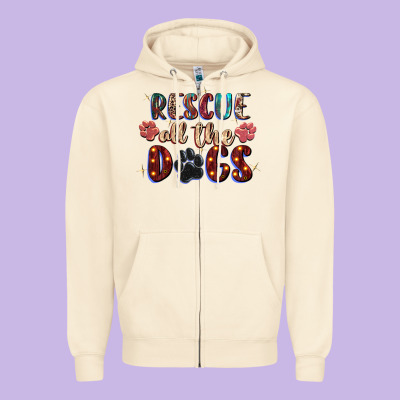 Rescue All The Dogs Zipper Hoodie Designed By Zillion Design Studio