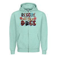 Seafoam rescue all the dogs Zipper Hoodie - Zillion Design Studio