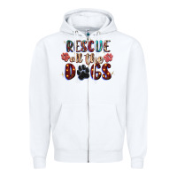 White rescue all the dogs Zipper Hoodie - Zillion Design Studio