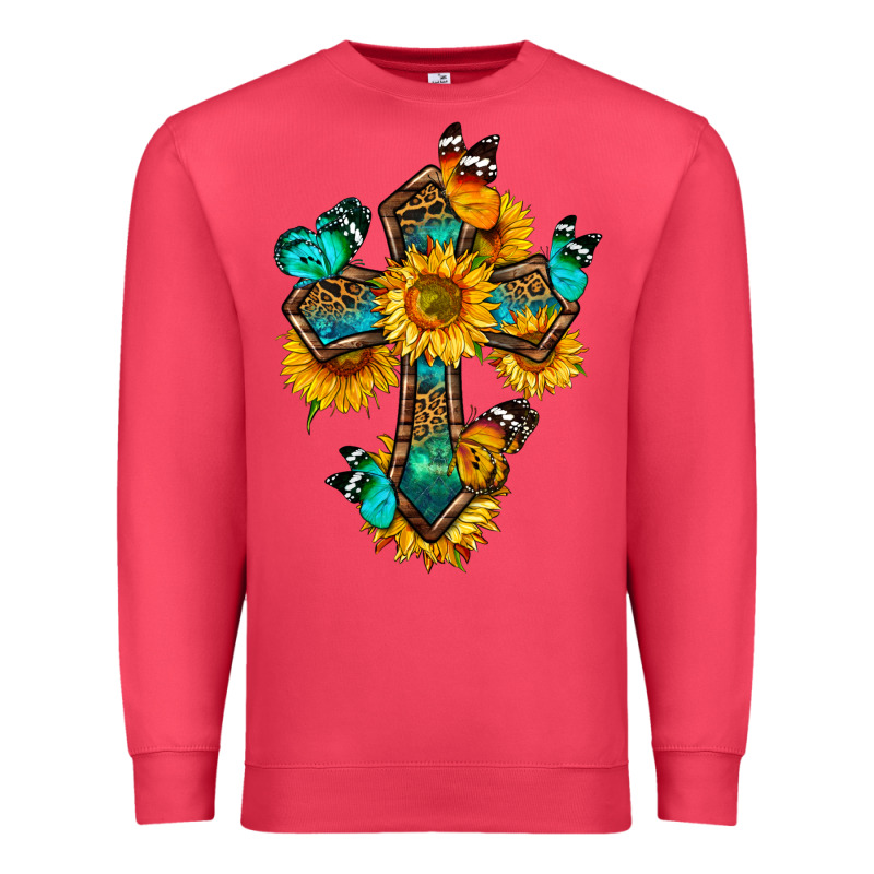 Cross With Butterfly Premium Sweatshirt by BundleAndBundleShop | Teevron