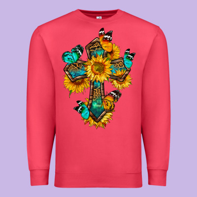Cross With Butterfly Premium Sweatshirt Designed By Bundleandbundleshop