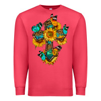 Cardinal cross with butterfly Premium Sweatshirt - BundleAndBundleShop