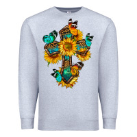Heather Grey cross with butterfly Premium Sweatshirt - BundleAndBundleShop