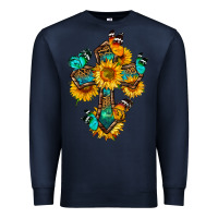 Navy cross with butterfly Premium Sweatshirt - BundleAndBundleShop