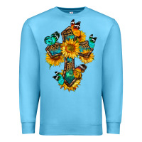 Ocean Blue cross with butterfly Premium Sweatshirt - BundleAndBundleShop