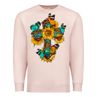 Pale Pink cross with butterfly Premium Sweatshirt - BundleAndBundleShop