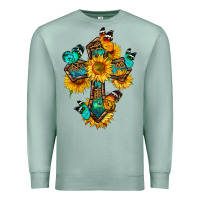 Seafoam cross with butterfly Premium Sweatshirt - BundleAndBundleShop