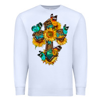White cross with butterfly Premium Sweatshirt - BundleAndBundleShop