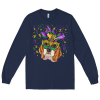 Navy mardi gras  mask beagle Long Sleeve Tee - RanaPortraitStore