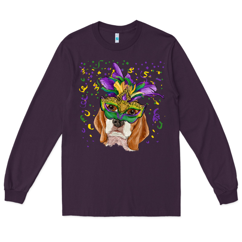Mardi Gras  Mask Beagle Long Sleeve Tee by RanaPortraitStore | Teevron