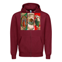 Burgundy Virgin Mary and San Judas Zipper Hoodie - CTS Tumbler Store