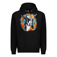 Black Daisy Goat With Background Premium Hoodie - RanaPortraitStore