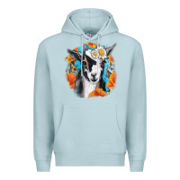 Blue Mist Daisy Goat With Background Premium Hoodie - RanaPortraitStore