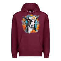 Burgundy Daisy Goat With Background Premium Hoodie - RanaPortraitStore
