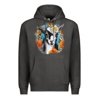 Charcoal Heather Daisy Goat With Background Premium Hoodie - RanaPortraitStore