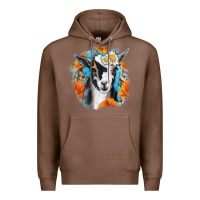 Chestnut Daisy Goat With Background Premium Hoodie - RanaPortraitStore