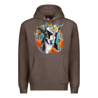 Coffee Daisy Goat With Background Premium Hoodie - RanaPortraitStore