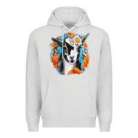 Dove Grey Daisy Goat With Background Premium Hoodie - RanaPortraitStore