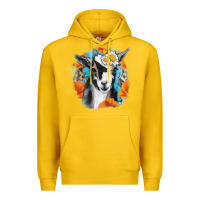 Lemon Daisy Goat With Background Premium Hoodie - RanaPortraitStore