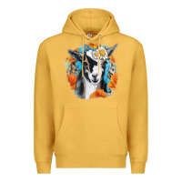 Mustard Daisy Goat With Background Premium Hoodie - RanaPortraitStore
