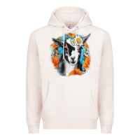 Pale Pink Daisy Goat With Background Premium Hoodie - RanaPortraitStore