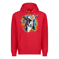 Red Daisy Goat With Background Premium Hoodie - RanaPortraitStore
