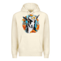 Sandshell Daisy Goat With Background Premium Hoodie - RanaPortraitStore