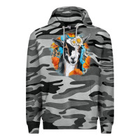 Slate Camo Daisy Goat With Background Premium Hoodie - RanaPortraitStore