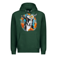 Sports Green Daisy Goat With Background Premium Hoodie - RanaPortraitStore