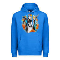 True Royal Daisy Goat With Background Premium Hoodie - RanaPortraitStore