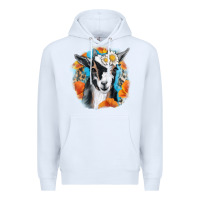 White Daisy Goat With Background Premium Hoodie - RanaPortraitStore