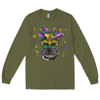 Army Green mardi gras  mask pitbull Long Sleeve Tee - RanaPortraitStore