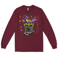 Burgundy mardi gras  mask pitbull Long Sleeve Tee - RanaPortraitStore