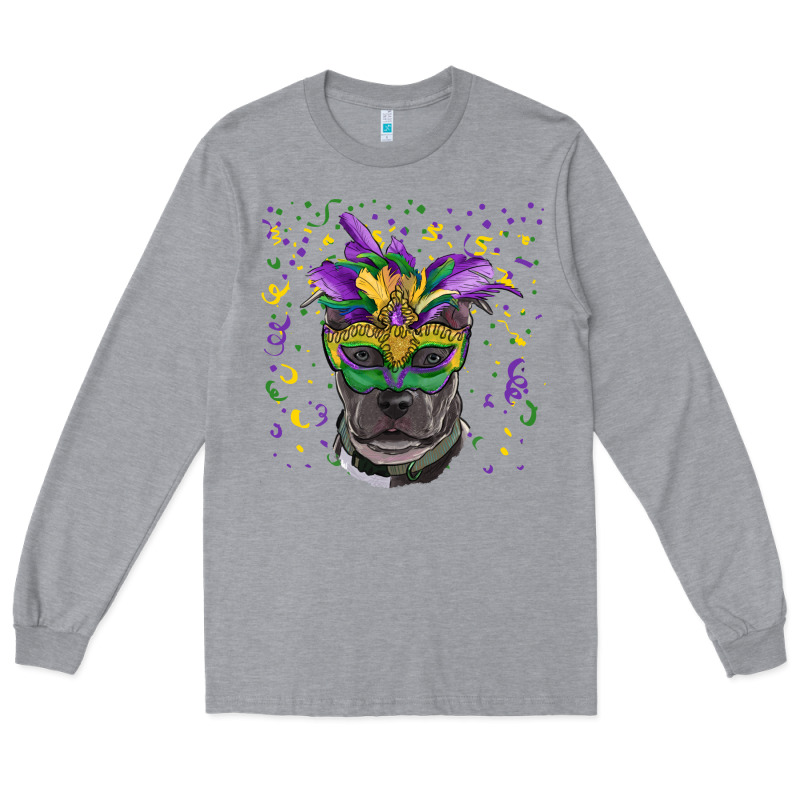 Mardi Gras  Mask Pitbull Long Sleeve Tee by RanaPortraitStore | Teevron