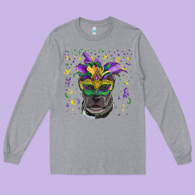 Long Sleeve Tee mardi gras  mask pitbull