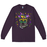 Plum mardi gras  mask pitbull Long Sleeve Tee - RanaPortraitStore