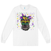 White mardi gras  mask pitbull Long Sleeve Tee - RanaPortraitStore