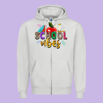 School Vibes Zipper Hoodie Designed By Zillion Design Studio