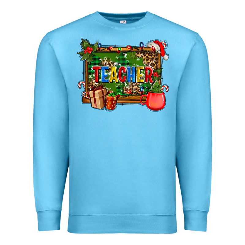 Christmas Teacher And Coffe Cup With Board Premium Sweatshirt by AdoDesignShop | Teevron