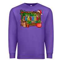 Purple christmas teacher and coffe cup with board Premium Sweatshirt - AdoDesignShop