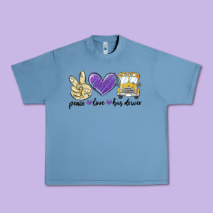 Peace Love Bus Driver Urban Heavy Tee Designed By Maliassmallbusiness