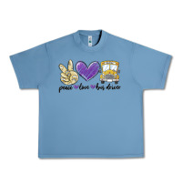 Pebble Blue peace love bus driver Urban Heavy Tee - MaliasSmallBusiness