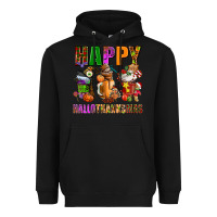Black happy hallothanksmas Heavyweight Hoodie - AdoDesignShop