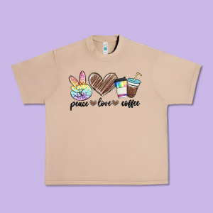 Peace Love Coffee Urban Heavy Tee Designed By Maliassmallbusiness