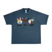 Midnight Navy peace love coffee Urban Heavy Tee - MaliasSmallBusiness